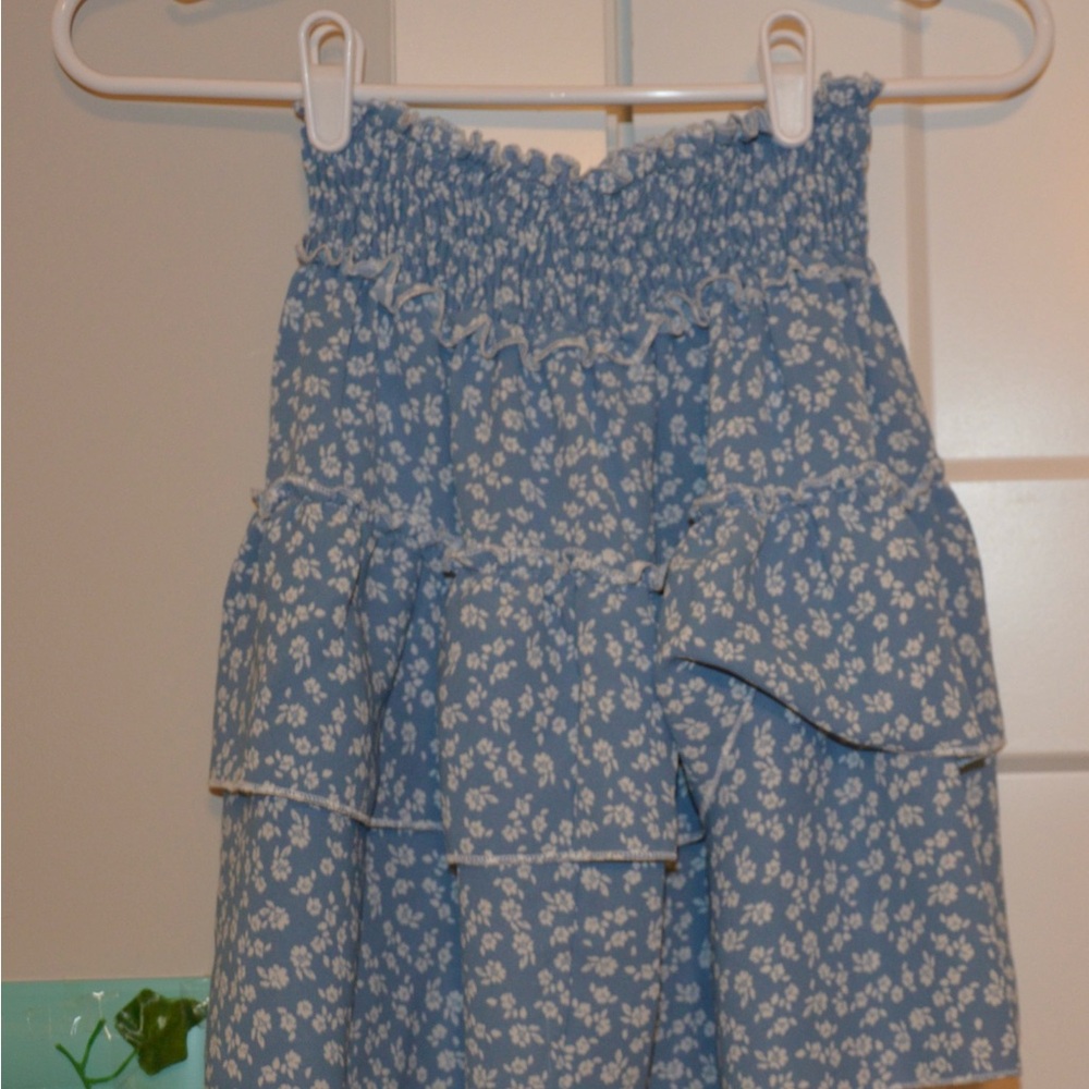 Floral Blue Ruffle Skirt